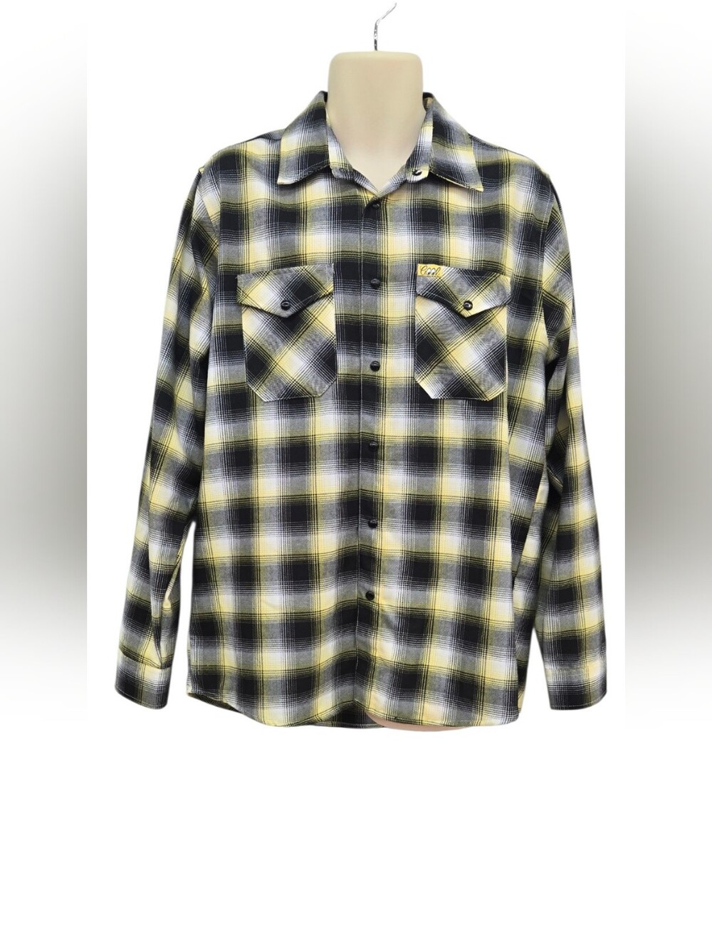 Dixxon Flannel Company Moon Plaid Shirt Yellow Black Men’s L